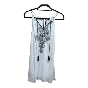 Women’s Small Speechless Boho Summer Gauze Sundress White Black Embroidery NWT
